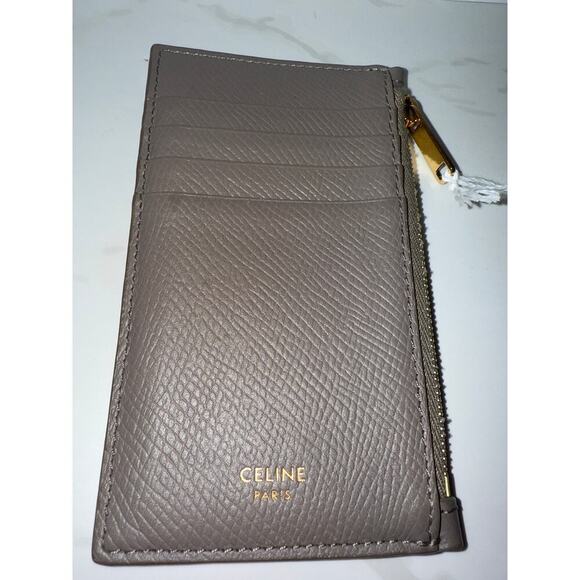 Celine Zipped Card Holder in Taupe Grained Leather - Picture 5 of 5